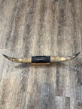 Long Decorative Steer Horn Wall Mount - Natural Brown and Black
